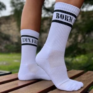 Meia "Born to Ride" – BMX Freestyle branca